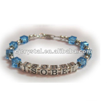 Aquamarine Glass Cube Beads Bracelet